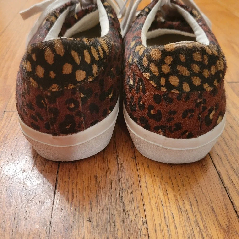 Madewell‎ Sidewalk Leopard Print Calf Hair Sneakers Lace Up Low Top Shoes